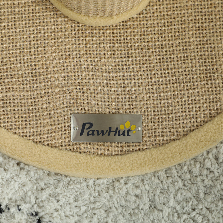 Cat Scratching Post for Indoor Cats, 47cm Tall Cat Scratcher with Jute Sisal Rope, Hanging Toy Ball, Feather, Brown