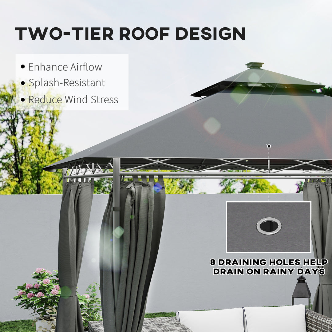 3 x 3 m Solar LED Metal Gazebo - Dark Grey