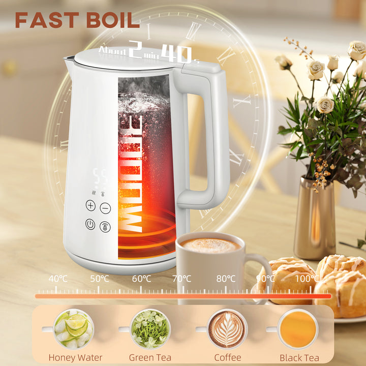 Polished Metal Kettle and Toaster Set - White