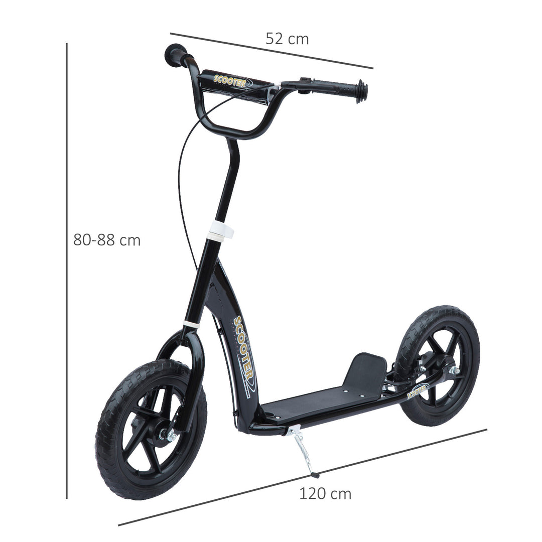 MCL Kids Scooter Kick Scooter, with 12" EVA Tyres, Rear Brake, Big Wheels Scooter for 5-12 Years , Black