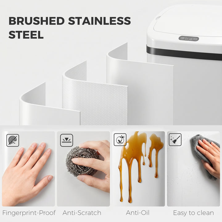 48L Stainless Steel Sensor Bin - White