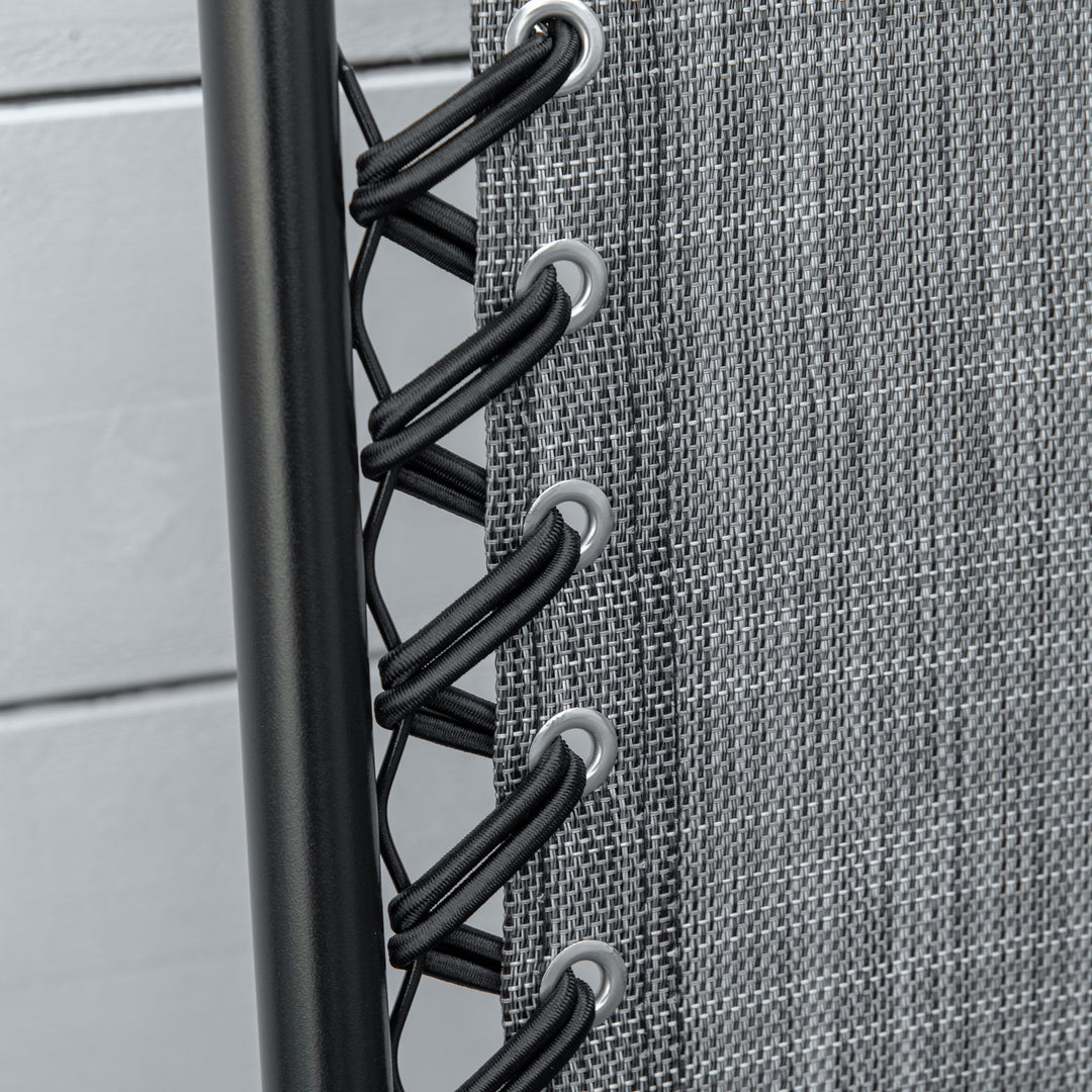 MCL 2 Pieces Foldable Chair Set, Outdoor Portable Loungers for Camping Pool Beach Deck, Lawn Chairs with Armrest Steel Frame, Grey