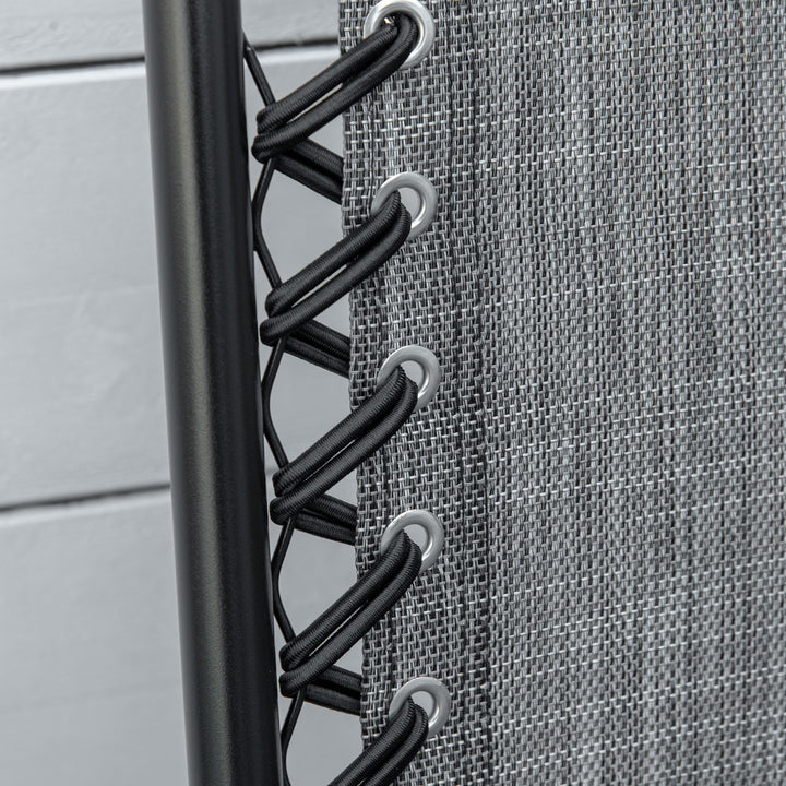 MCL 2 Pieces Foldable Chair Set, Outdoor Portable Loungers for Camping Pool Beach Deck, Lawn Chairs with Armrest Steel Frame, Grey