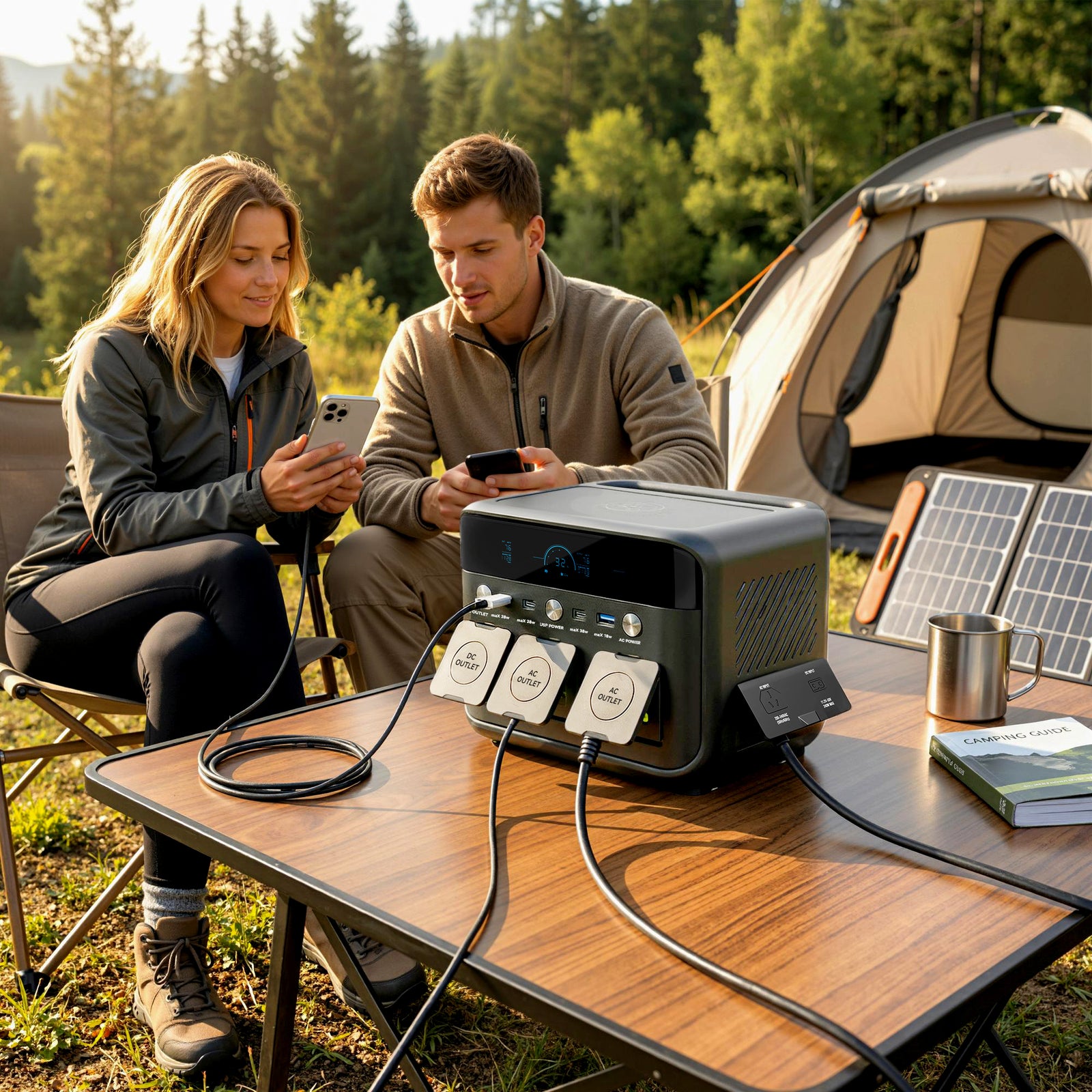 Portable Power Station with LiFePO4 Battery, 1.5H Fast Charge, Camping