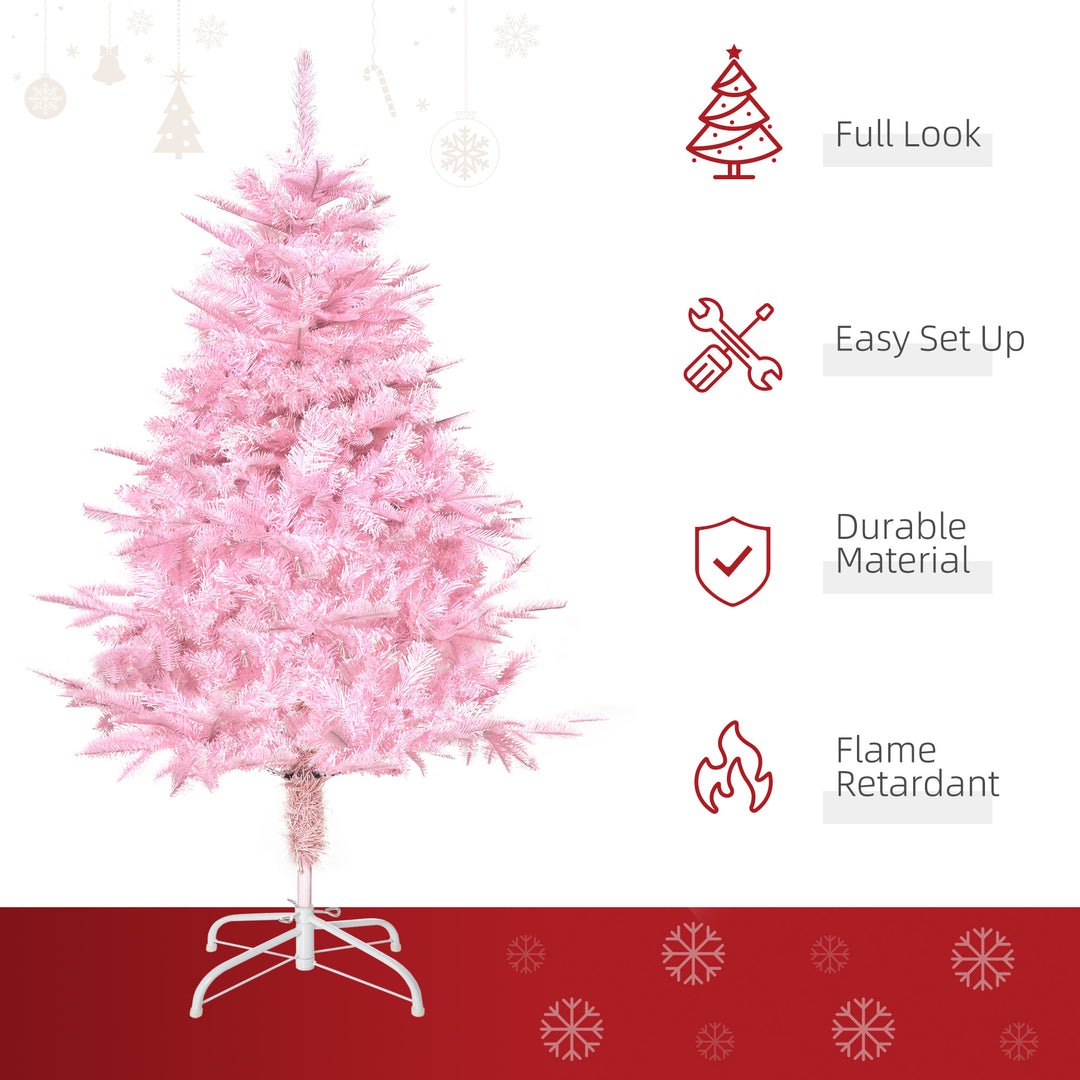 HOMCOM 4FT Pop-up Artificial Christmas Tree Holiday Xmas Holiday Tree Decoration with Automatic Open for Home Party, Pink | Aosom UK