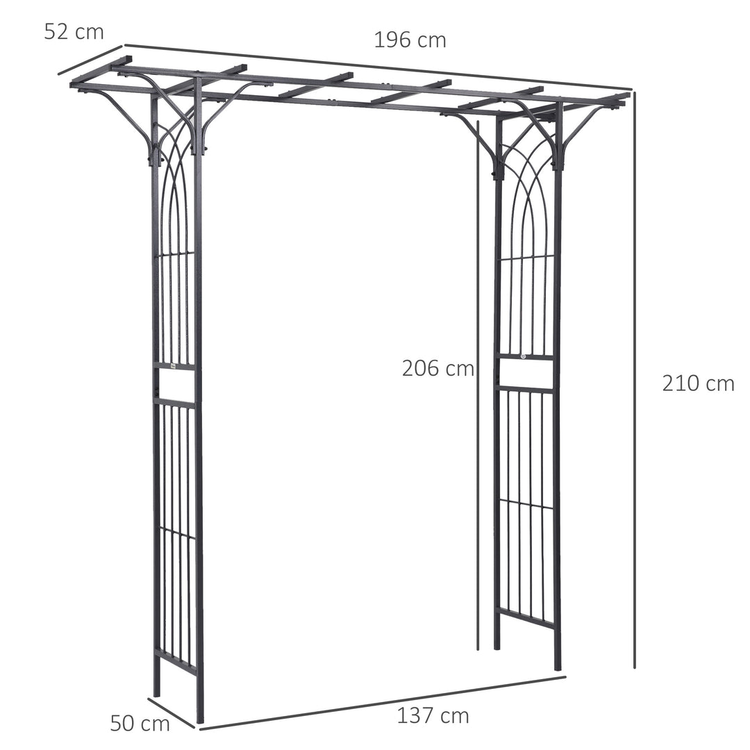 210cm Decorative Metal Garden Trellis Arch with Durable Steel Tubing &amp;