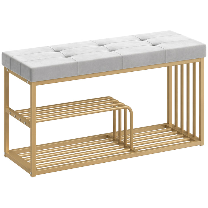 Bench and Shoe Storage, Tufted Shoe Storage Bench with Velvet Seat Cus