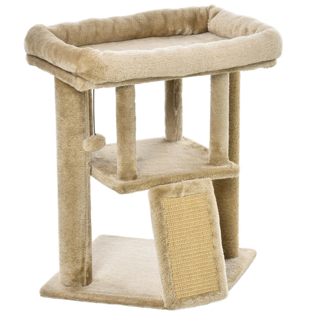 PawHut Cat Tree Tower, Kitten Climbing Activity Centre with Jute Scratching Pad, Ball Toy, Condo Perch Bed, 40 x 40 x 57 cm, Coffee | Aosom UK