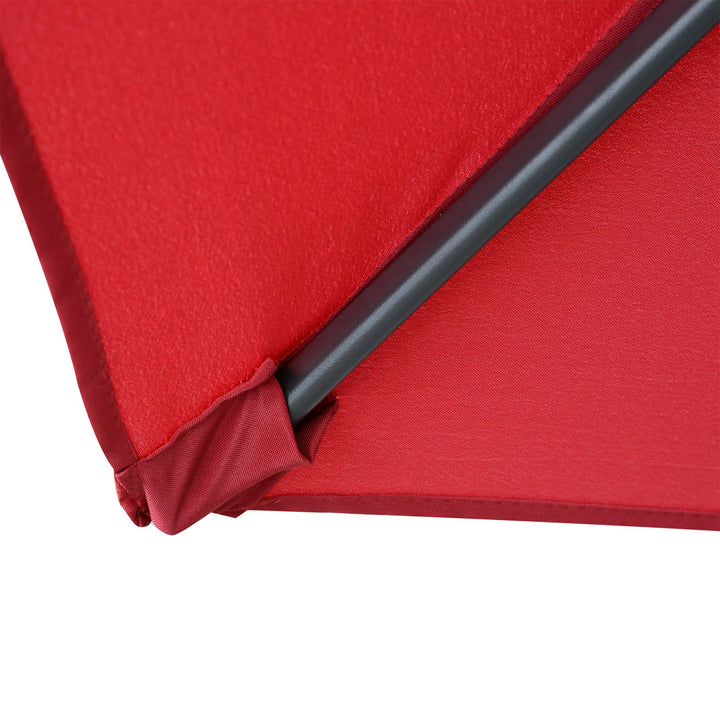 2.8m Garden Parasol Umbrella, Round Outdoor Market Table Umbrella Sun Shade Canopy, Wine Red