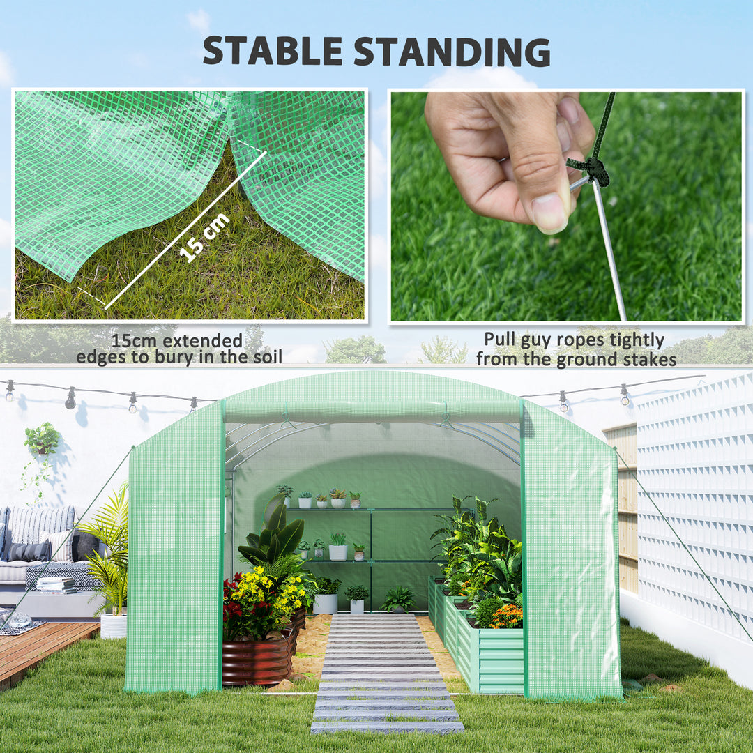 19 x 9.8ft Walk-In Polytunnel Greenhouse - Green