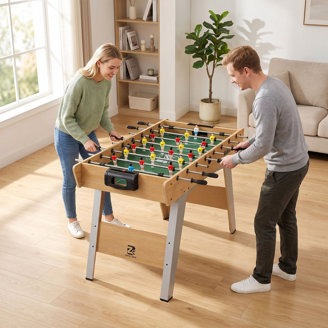 4ft Table Football, Foosball Game Table with 22 Players, 2 Balls and M