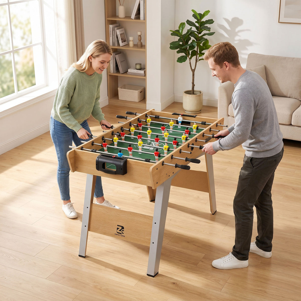 4ft Table Football, Foosball Game Table with 22 Players, 2 Balls and M