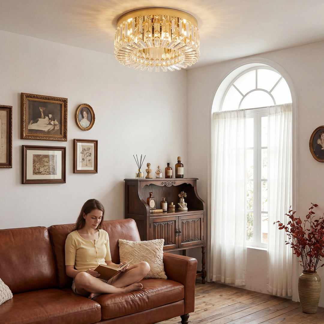 Crystal Chandeliers with 160 Crystal Pendants, 6-Light Ceiling Light f
