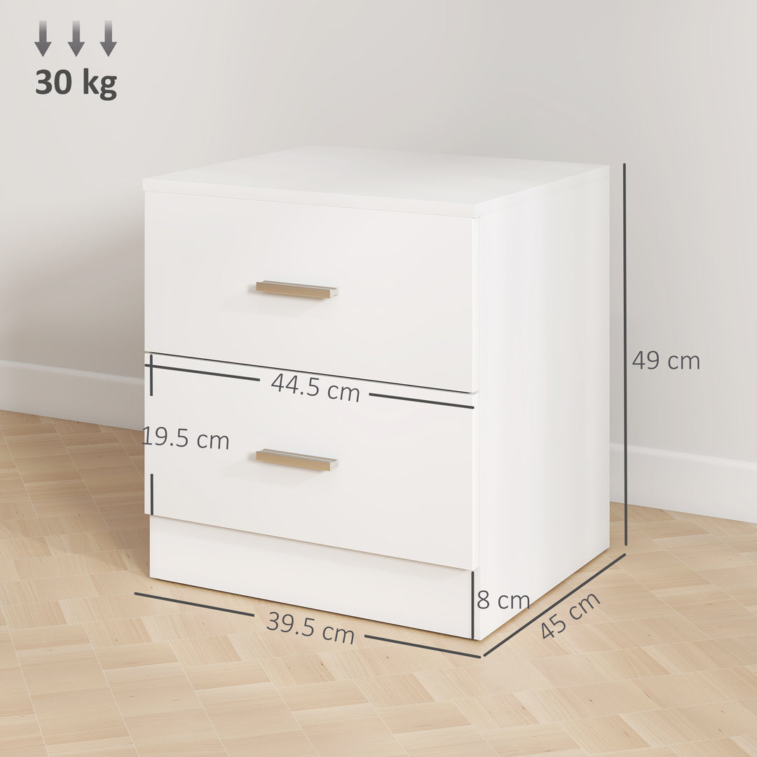 MCL Modern Bedside Table, Beside Cabinet with 2 Drawers, for Bedroom, Living Room, White