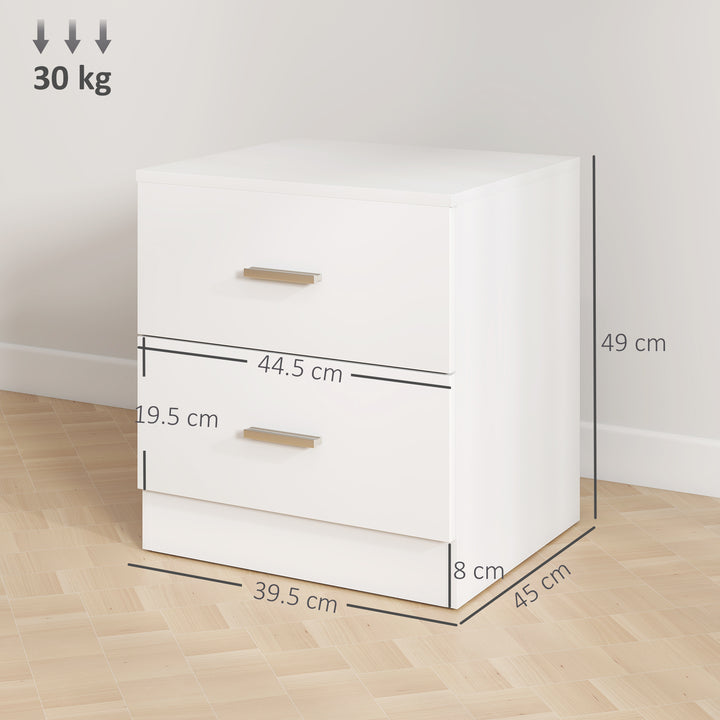 MCL Modern Bedside Table, Beside Cabinet with 2 Drawers, for Bedroom, Living Room, White