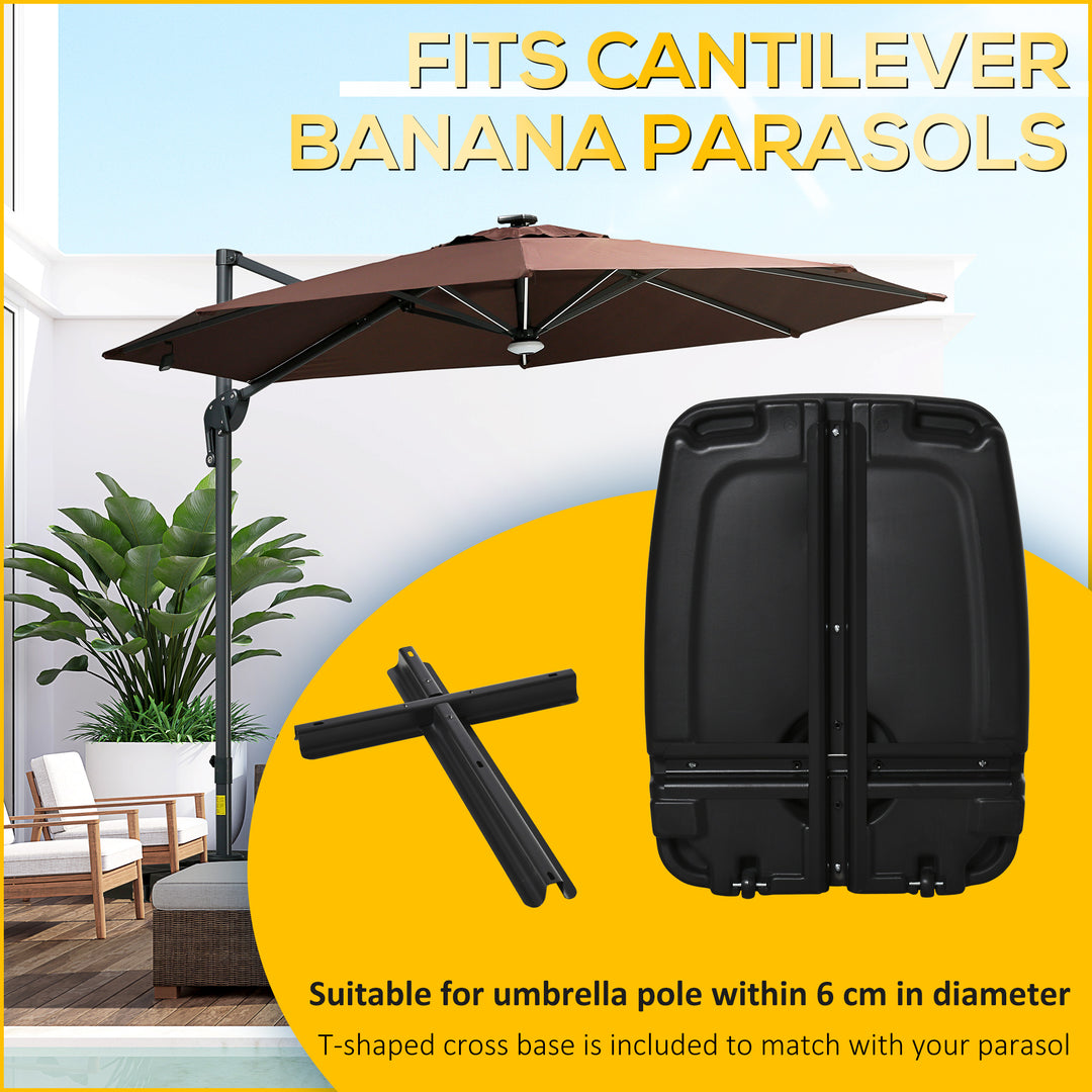Parasol Base, Water and Sand Filled, Up to 75kg, Portable Umbrella Stand Weights for Cantilever Banana Parasol with Wheels, Black