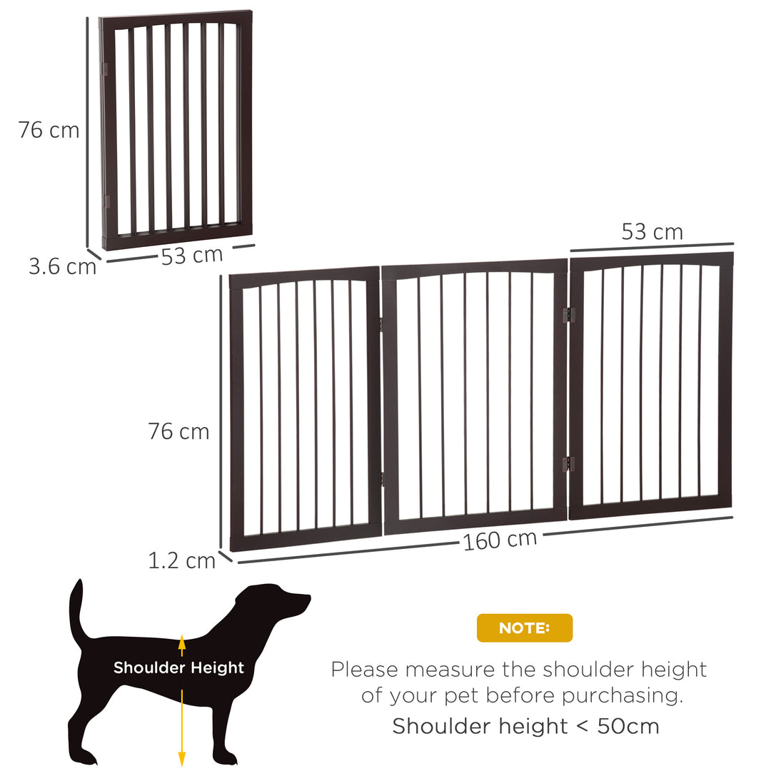 PawHut Folding 3 Panel Pet Gate Wooden Foldable Dog Fence Indoor Free Standing Safety Gate Portable Separation Pet Barrier Guard | Aosom UK