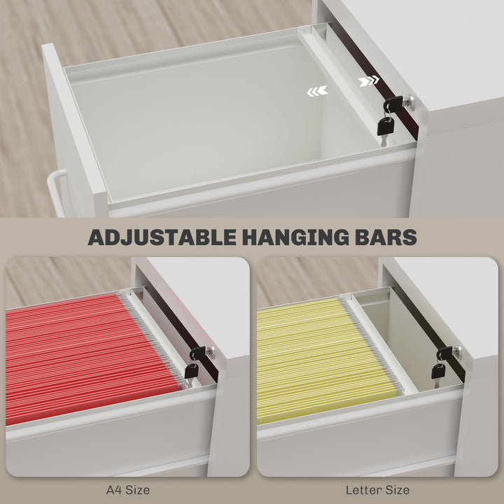 Two-Drawer Modern Steel Filing Cabinet - Cream