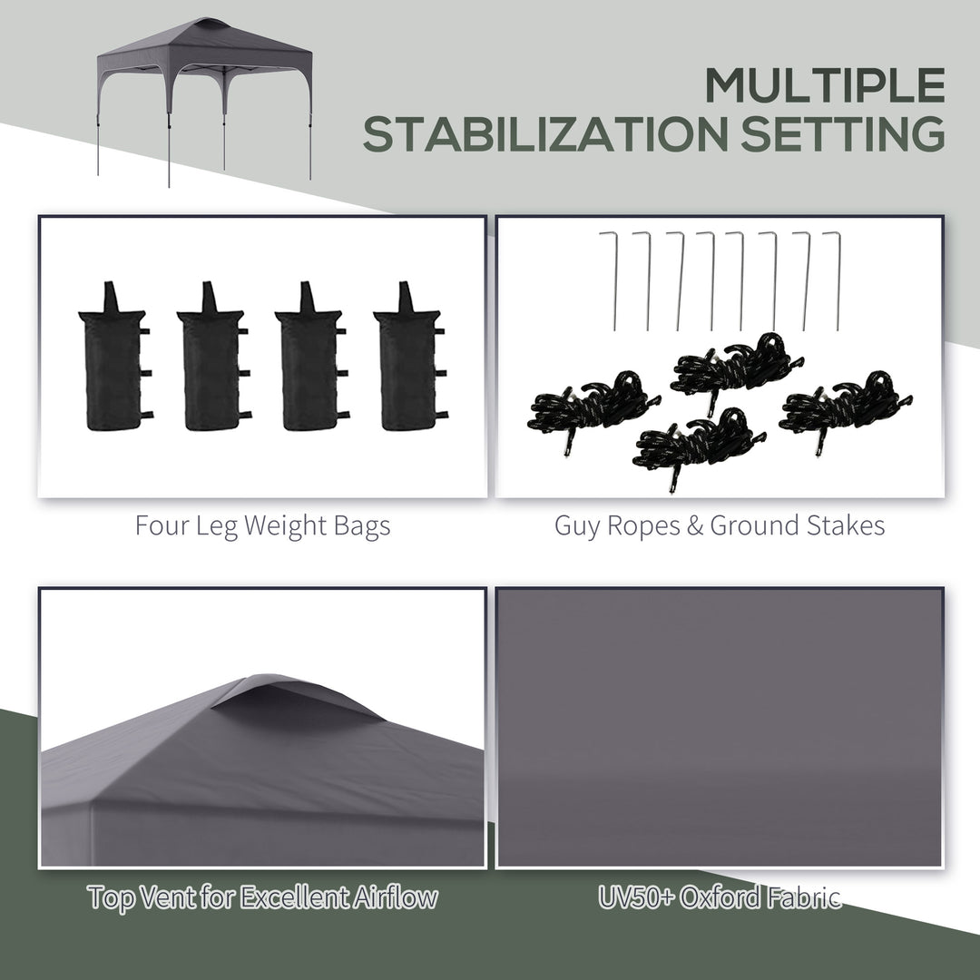 3 x 3(M) Pop Up Gazebo, UPF 50+ Foldable Canopy Tent with Wheeled Carrybag, 4 Leg Weight Bags, Height Adjustable Marquee Shelter 1 person easy setup for Outdoor Garden Patio Party, Dark Grey