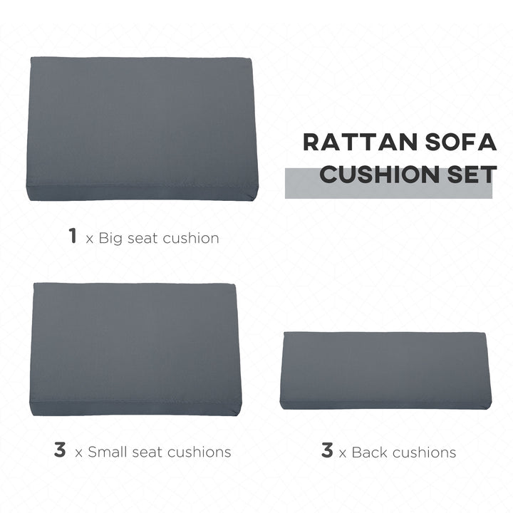 Outsunny Replacement Cushion Pads for Rattan Furniture, 7 Piece Set for Patio Conversation Sets, Lightweight, Grey