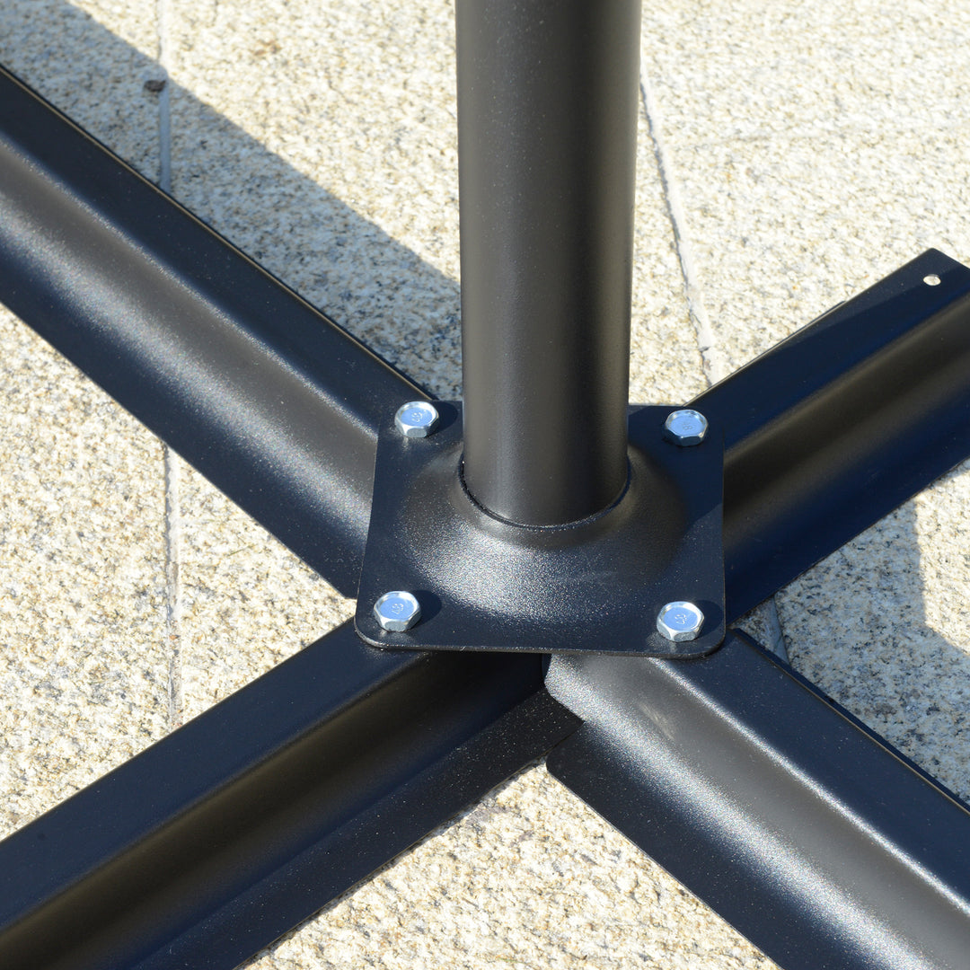 2.7m Garden Banana Parasol Cantilever Umbrella with Crank Handle and Cross Base for Outdoor, Hanging Sun Shade, Dark Grey