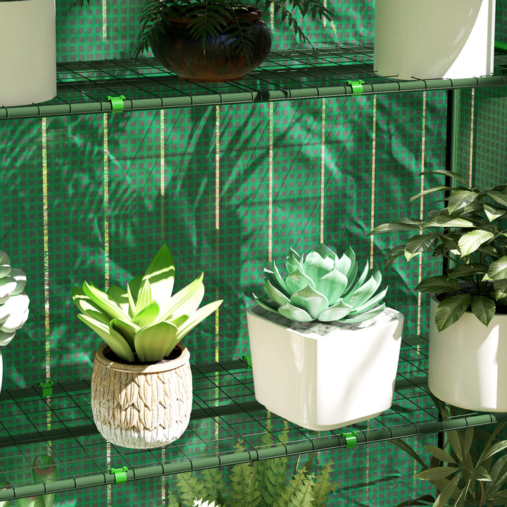4 Tier Mini Greenhouse with Reinforced PE Cover, Portable Small Greenhouse with Roll-Up Door, 105 x 45 x 160cm, Green