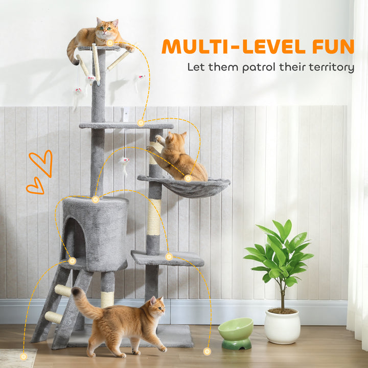 Multi-Level Cat Tower, 134cm Cat Tree with Condo and Sisal Scratching 
