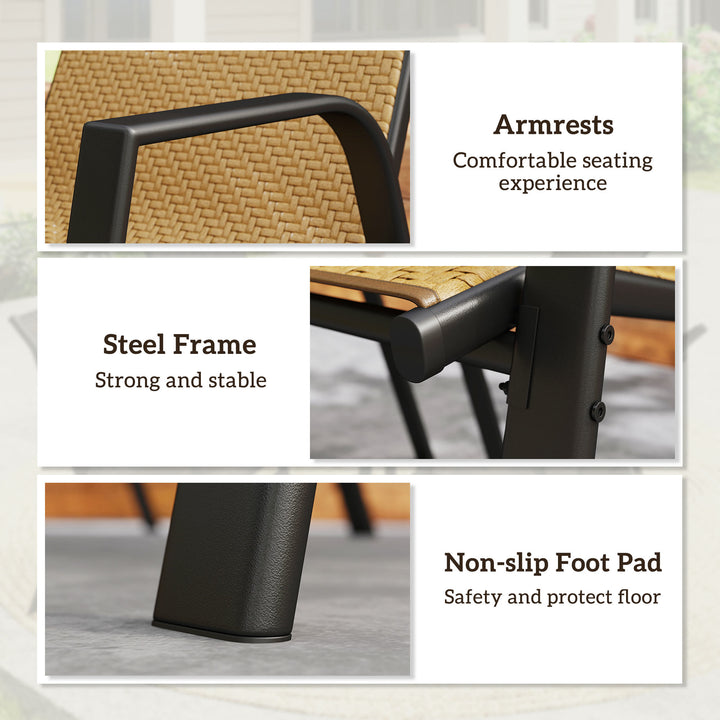 Four-Piece Stacking Rattan Garden Seat Set - Khaki