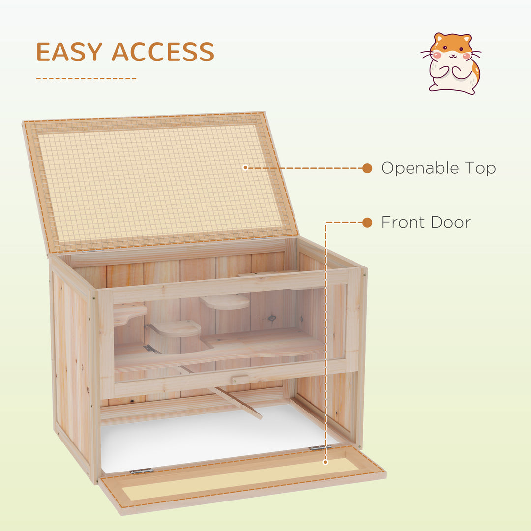 PawHut Wooden Hamster Cage Small Animal House Pets at Home, 60 x 35 x 42 cm | Aosom UK