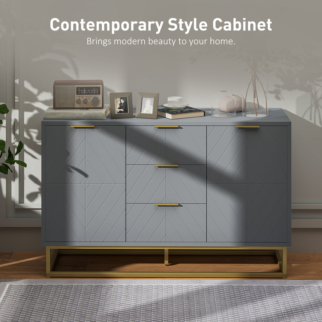 Sideboard with 3 Drawers and Adjustable Shelves for Living Room - Grey