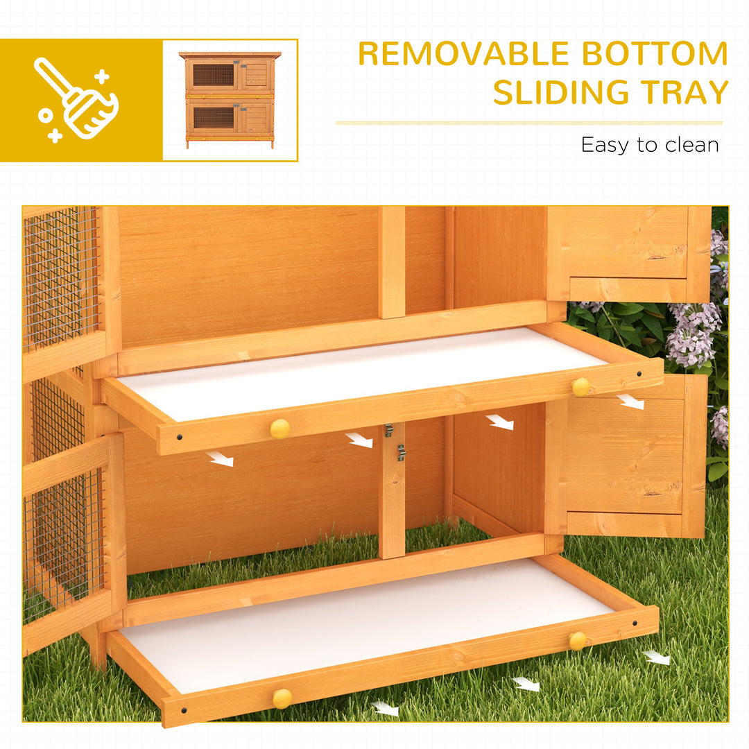 Rabbit Hutch Outdoor Guinea Pig Hutch Wooden Duck House Pet Cage with Opening Roof, 90 x 45 x 90cm
