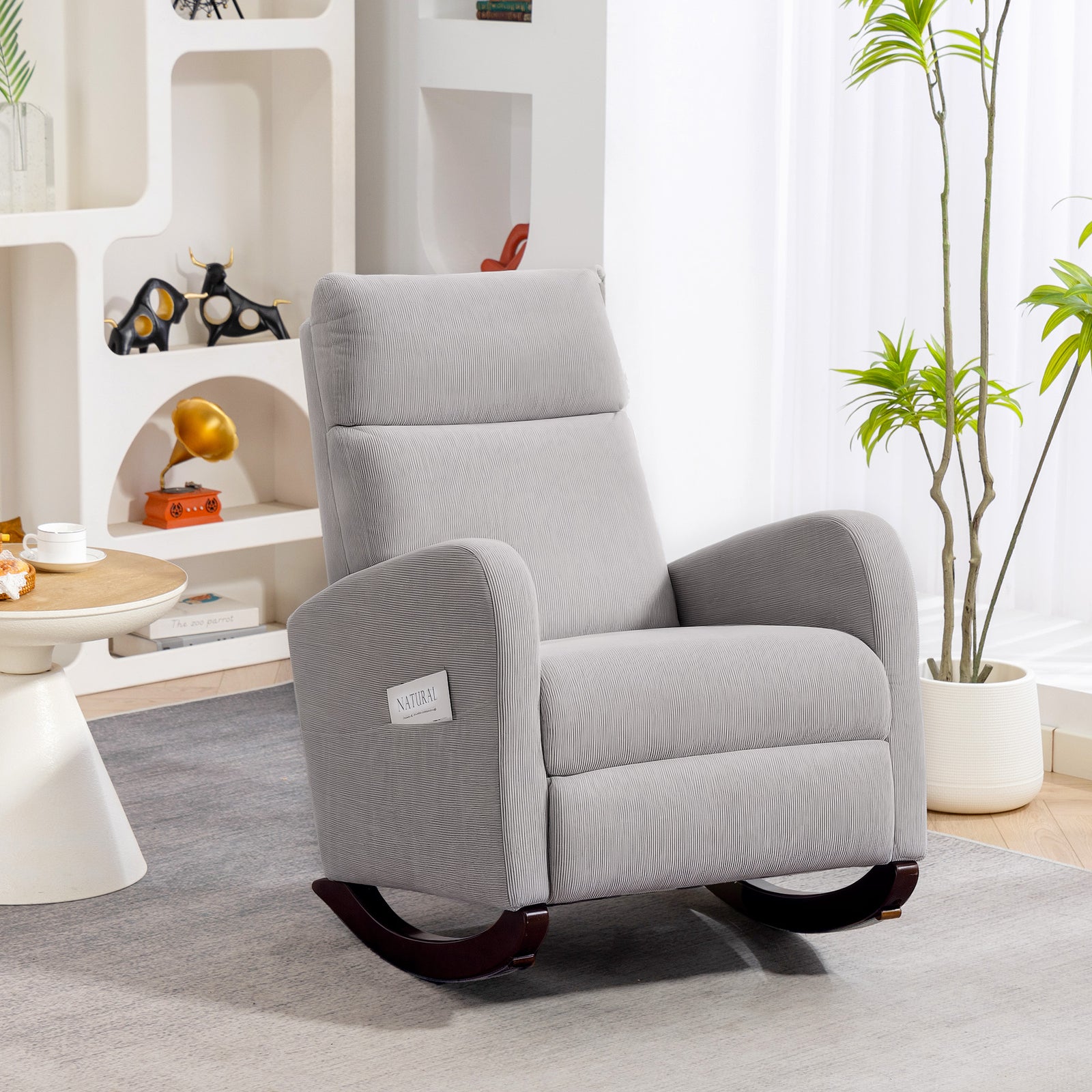 HOMCOM Corduroy Rocking Armchair - Grey