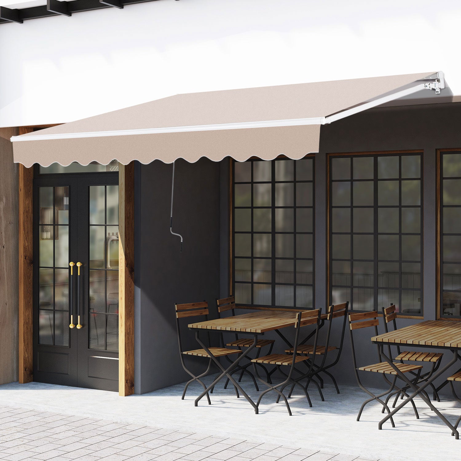 Awning Canopy Manual Retractable Porch Sun Shade Shelter 3 x 2m Beige