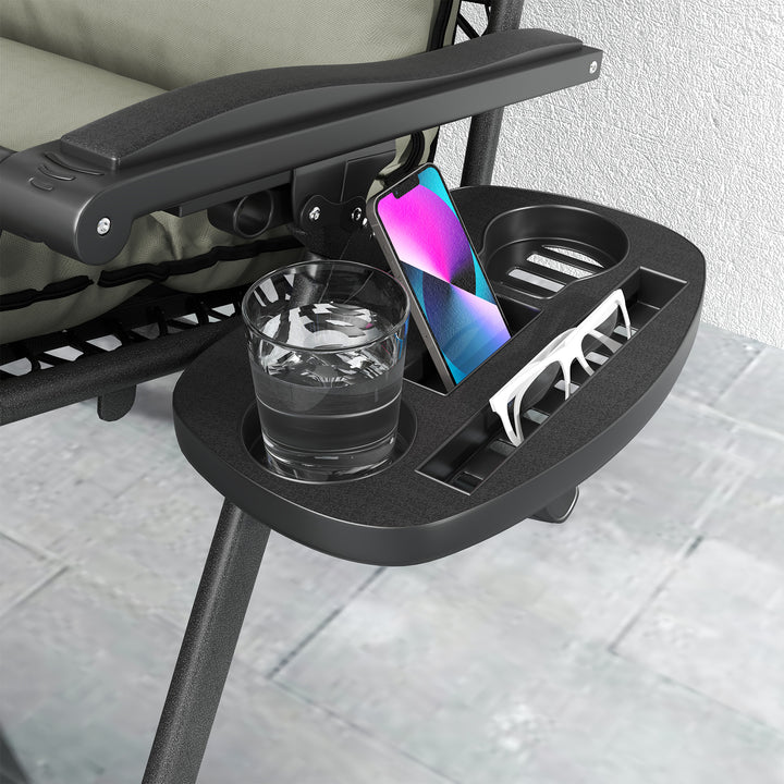 Set of Two Reclining Sun Loungers, with Cushion - Grey