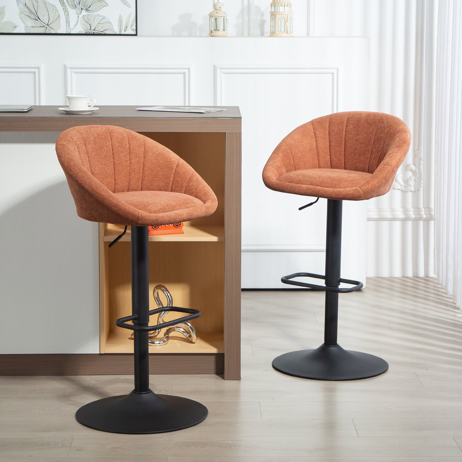 HOMCOM Set of Two Relaxed Tub Bar Stools - Orange