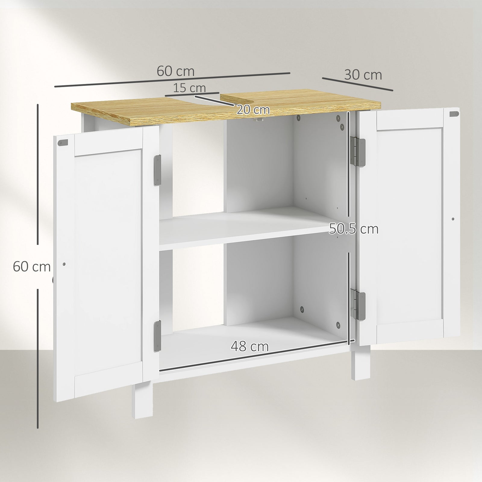 Under Sink Bathroom Cabinet for Basin without Pedestal - White
