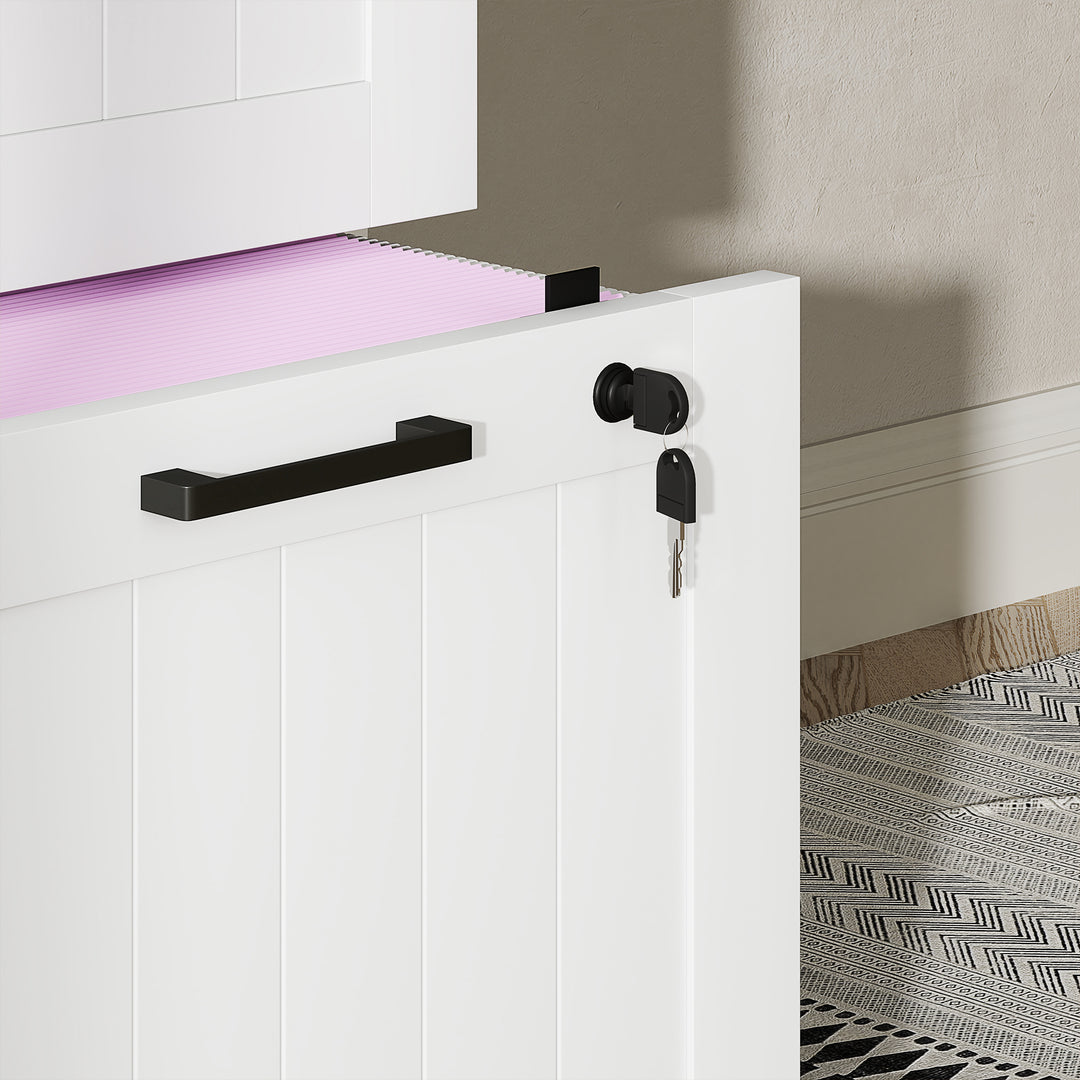 MCL 4 Drawer Filing Cabinet with Lock, Office Storage Cabinet with Adjustable Hanging Bars for A4 Letter Size Files, White