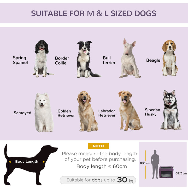 PawHut Portable Pet Carrier, 90cm, Foldable, with Cushion, for Medium to Large Dogs, Purple | Aosom UK