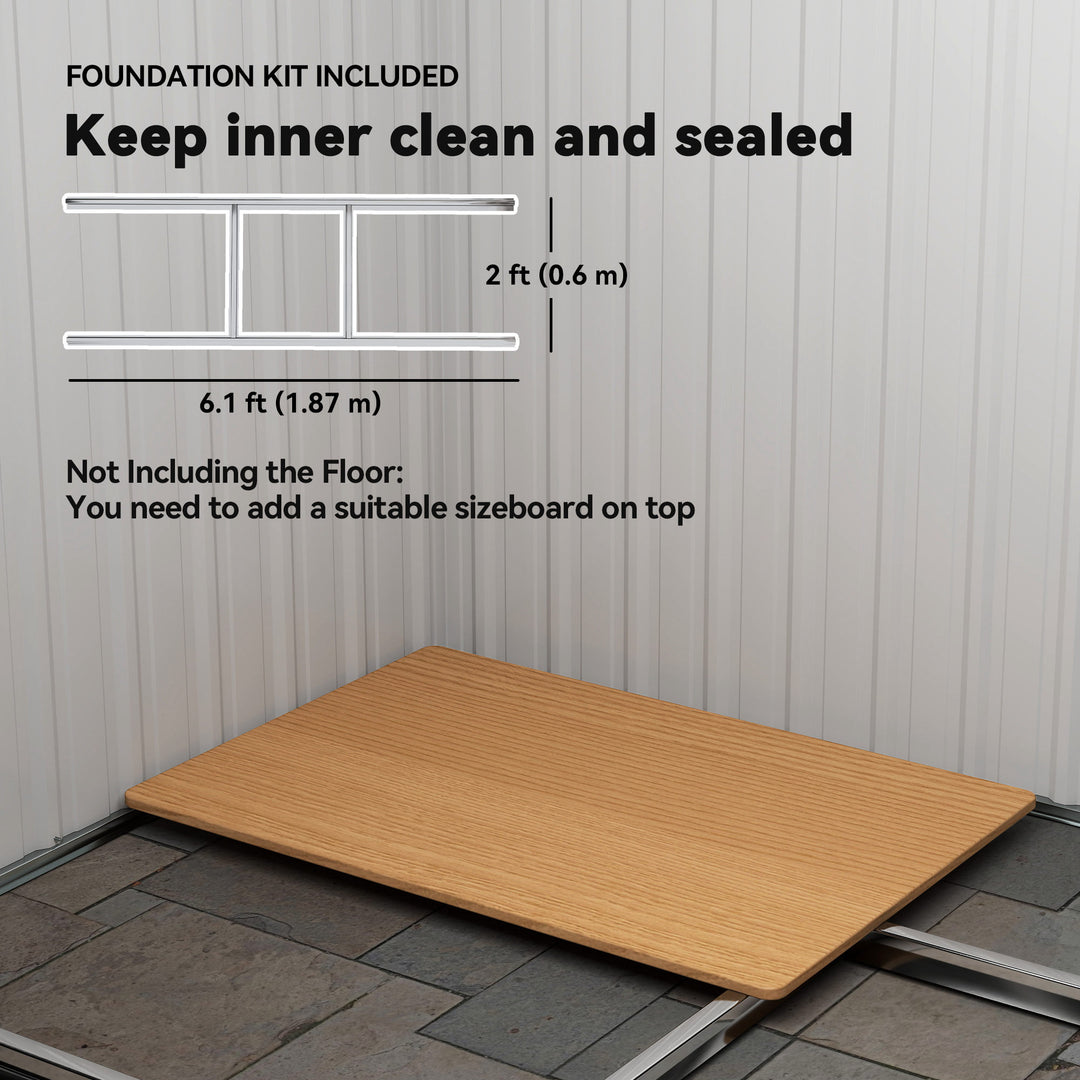 MCL 7 x 4ft Outdoor Garden Metal Storage Shed, Tool Storage Box for Backyard, Patio and Lawn, Light Green