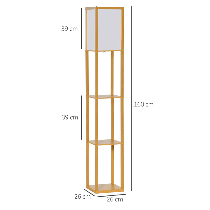 HOMCOM Floor Lamp with Shelves, Floor Standing Lamp, Floor Lights, Natural Reading Illumination for Living Spaces, Kitchen, Natural | Aosom UK