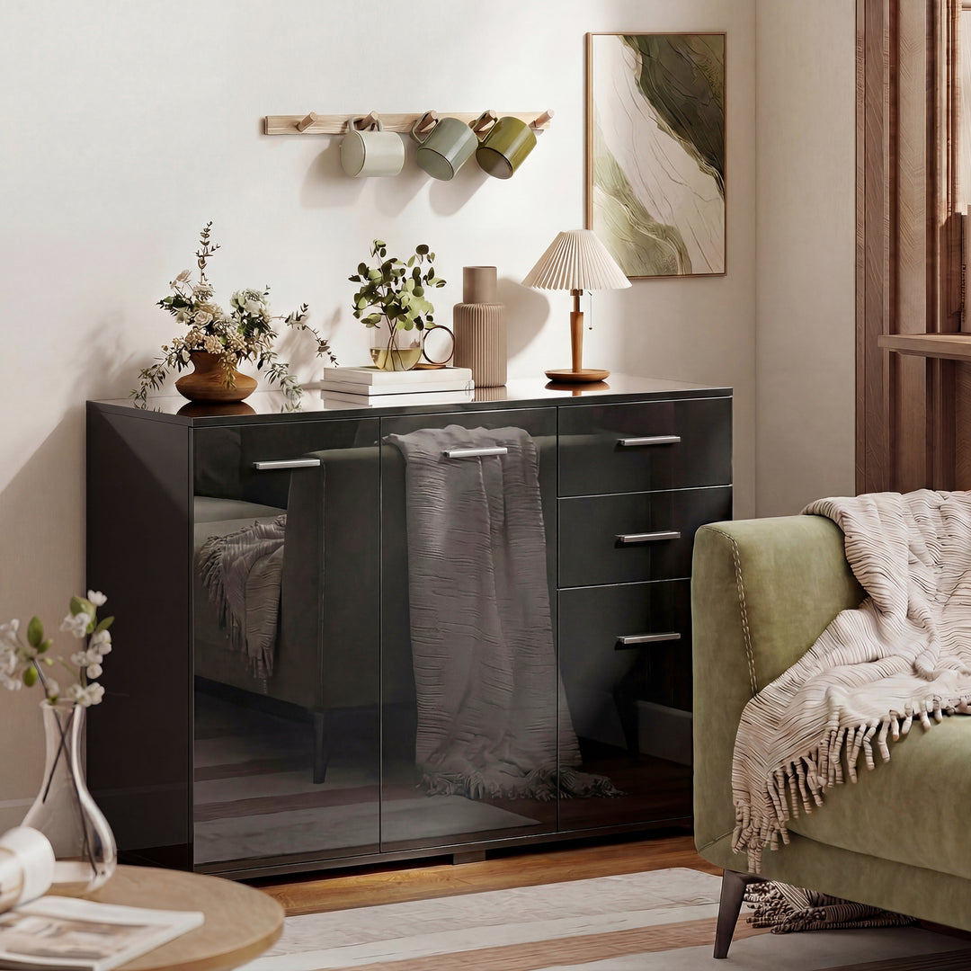 Sideboard, Modern Storage Cabinet with 2 Drawers, 3 Doors and Adjustab