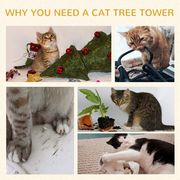 91cm Cat Tower Scratching Posts Cat Tree for Indoor Cats Kitten Activity Centre Grey