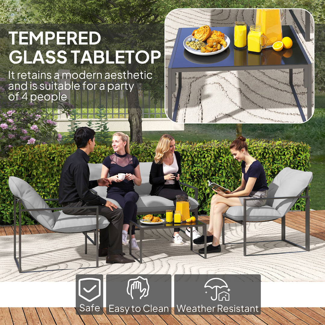 Four-Piece Relaxed Back Garden Dining Set - Black/Light Grey