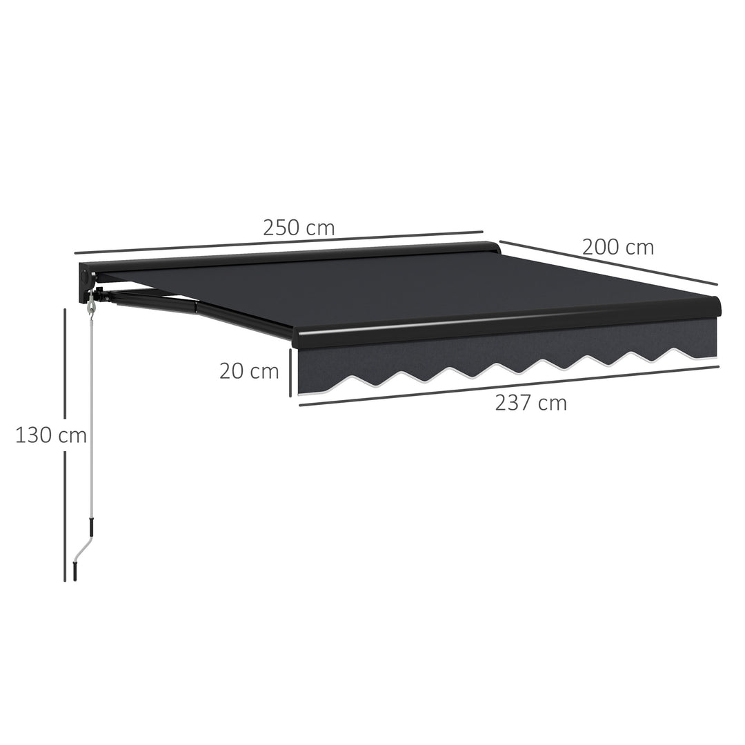 2 x 2.5m Electric Awning, with LED Light Strips - Grey