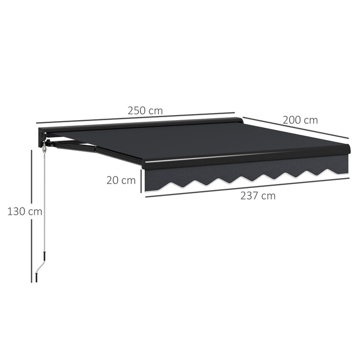 2 x 2.5m Electric Awning, with LED Light Strips - Grey