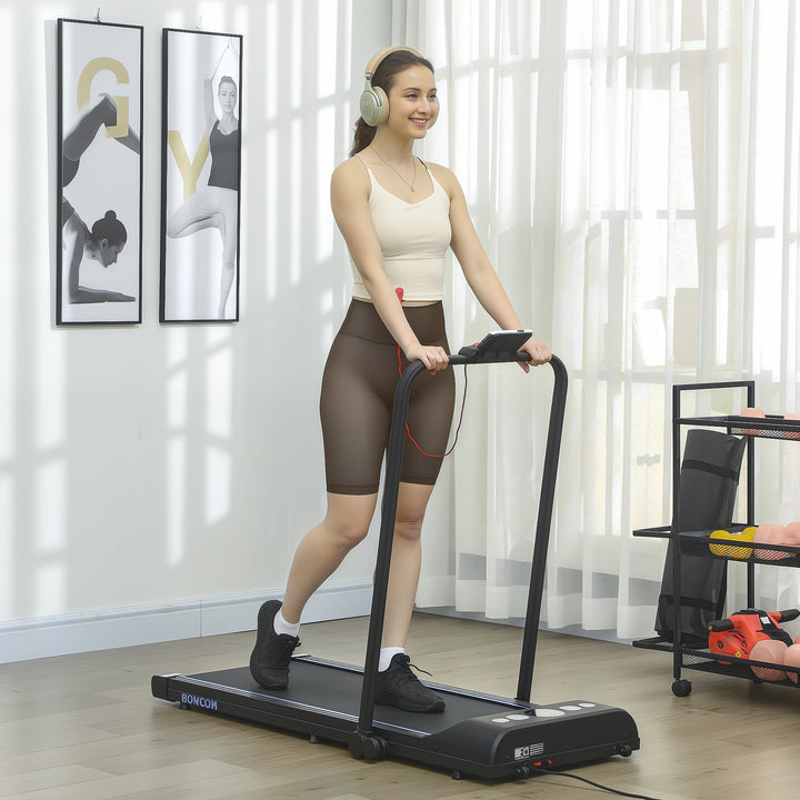 Foldable Walking Treadmill, with LED Display and Wheels, for Home, Office, Gym, Blue
