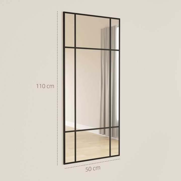 Decorative Grid Wall Mirror, with Back Hooks - Black