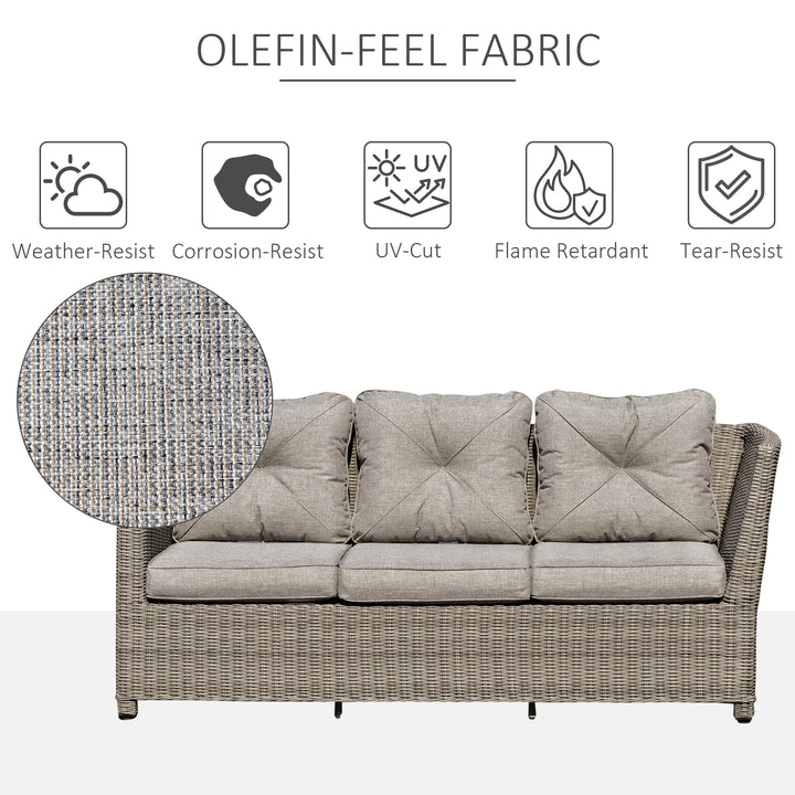 MCL 8-Seater Outdoor PE Rattan Sofa Set Conversation Set w/ Fire Pit Table, L-Shape Sofa, Footstool and Furniture Cover