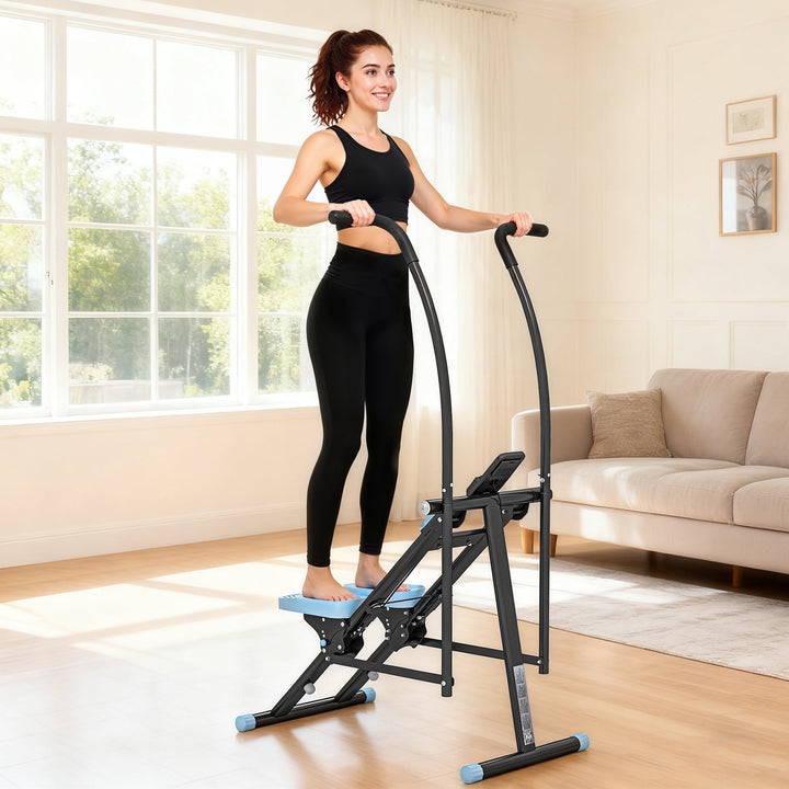 Stair Stepper for Home Gym Exercise, Vertical Climber Machine with LCD Monitor &amp; Adjustable Pedals for Workout