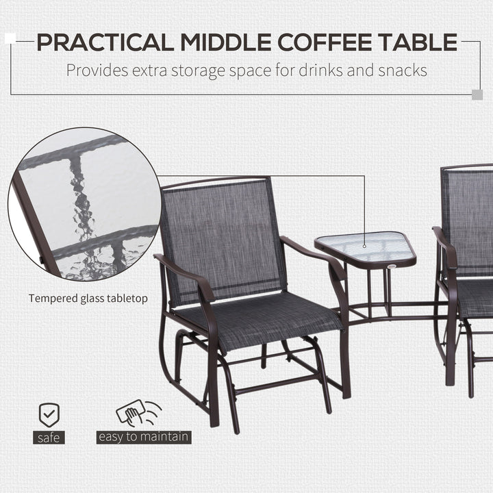 Gliding Jack and Jill Seat, with Glass-Top Table - Brown/Grey